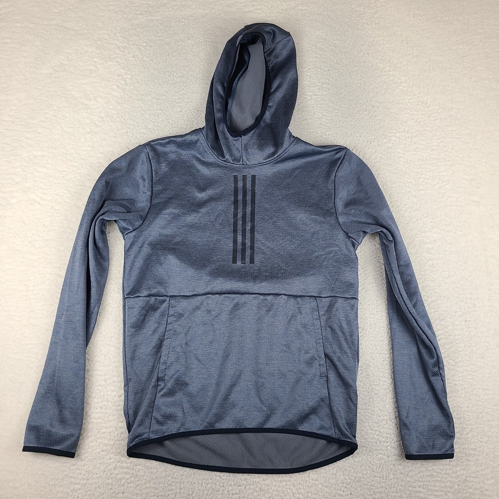 Adidas Hoodie Mens Small Blue Climawarm 100% Polyester Activewear